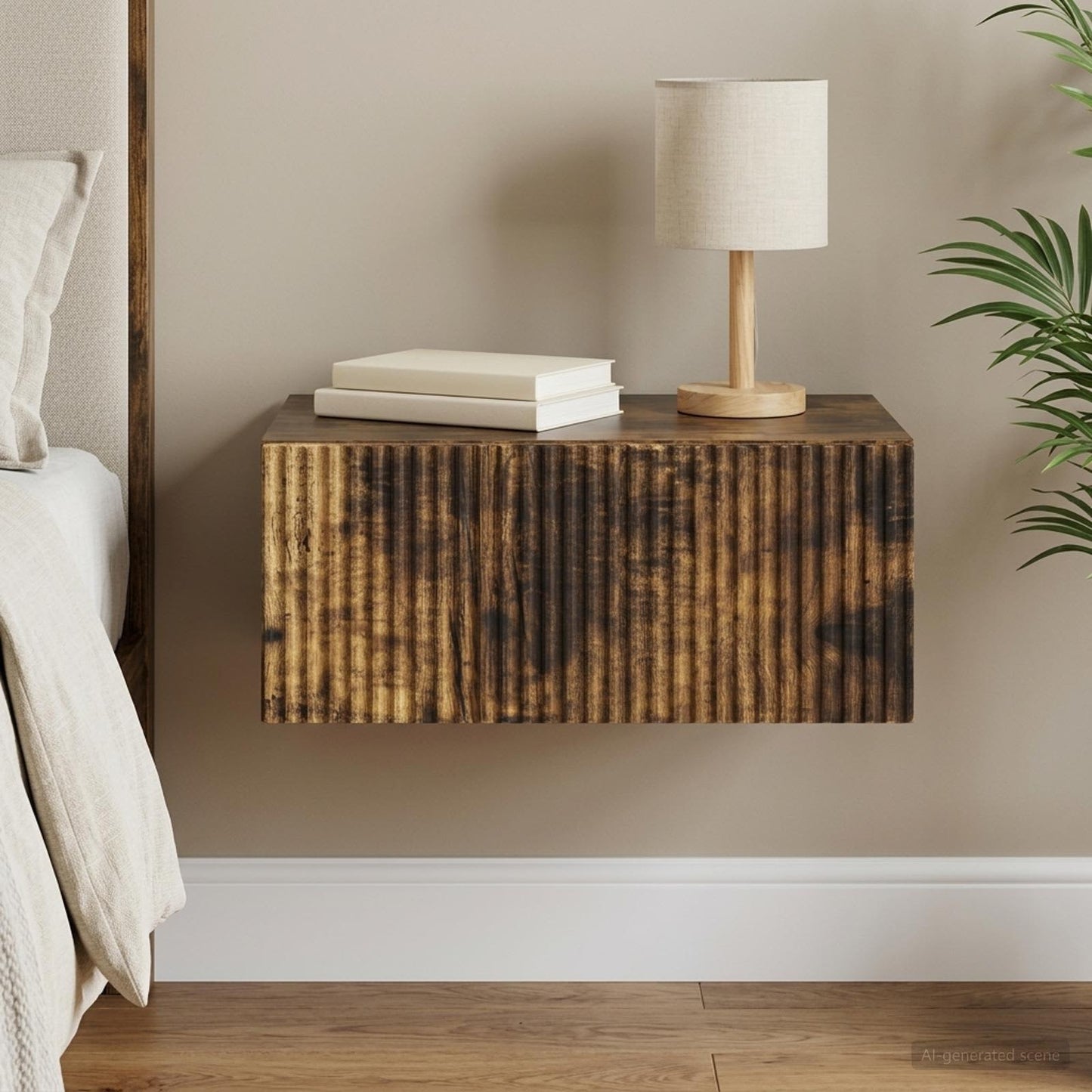 Mobiletto da notte a muro Rovere Fumo 49 x 34,5 x 20 cm