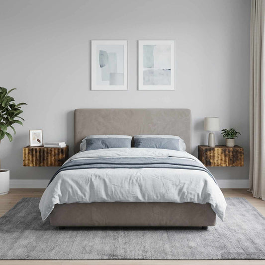 Mobiletto da notte a muro 2 pz Rovere Fumo 49 x 34,5 x 20 cm