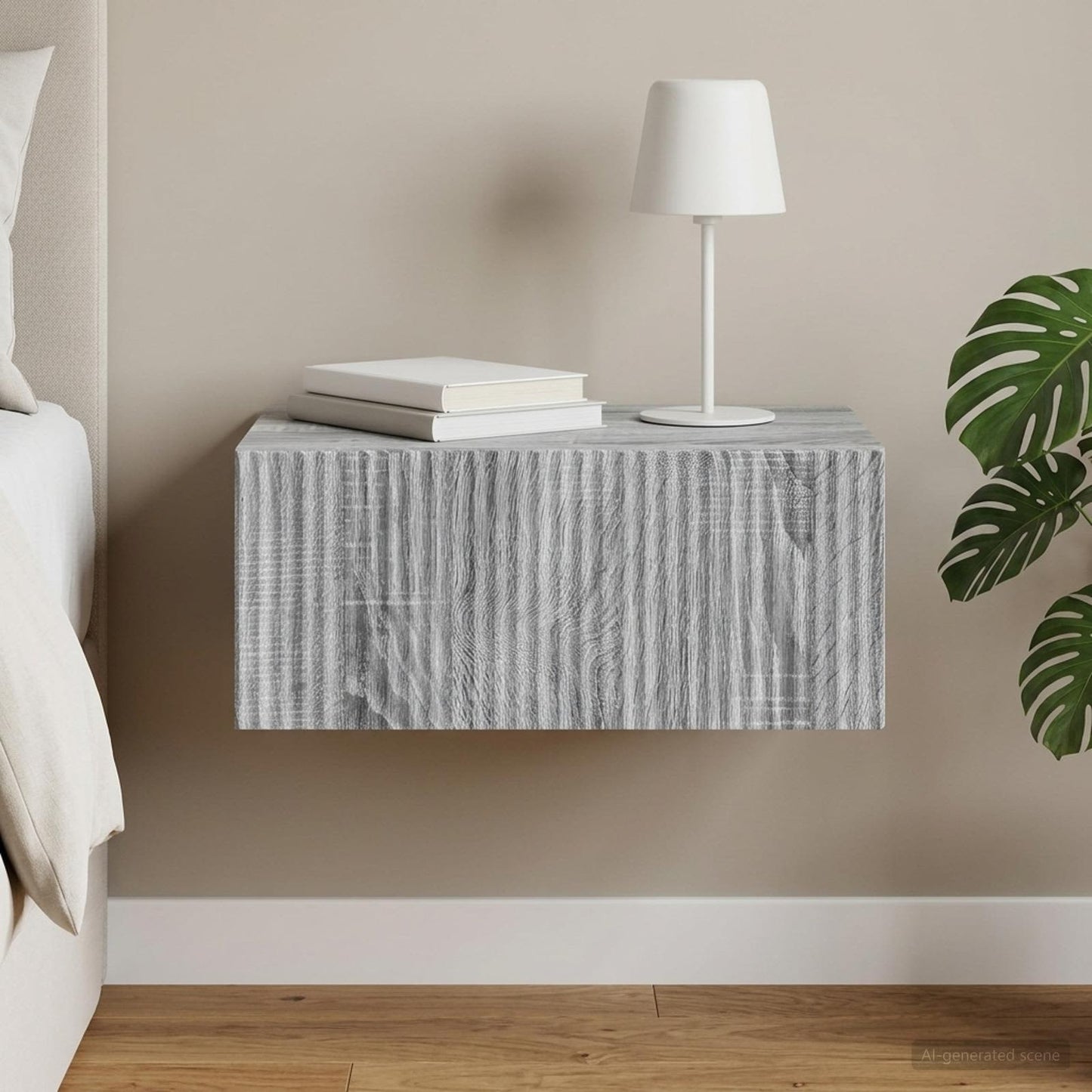 Mobiletto da notte a muro Grigio Sonoma 49 x 34,5 x 20 cm