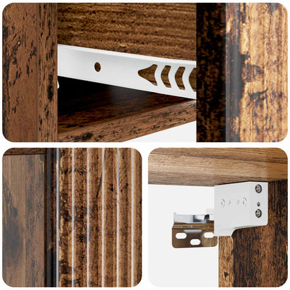 Mobiletto da notte a muro 2 pcs Legno antico 49 x 34,5 x 20 cm | homemem39