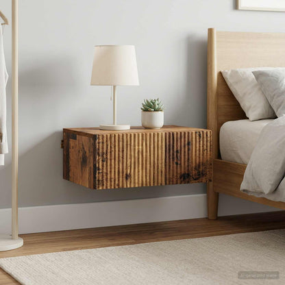 Mobiletto da notte a muro 2 pz Legno antico 49 x 34,5 x 20 cm