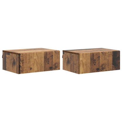 Mobiletto da notte a muro 2 pcs Legno antico 49 x 34,5 x 20 cm
