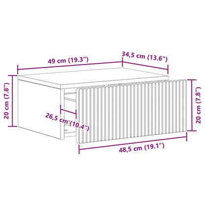 Mobiletto da notte a muro 2 pcs Legno antico 49 x 34,5 x 20 cm | homemem39