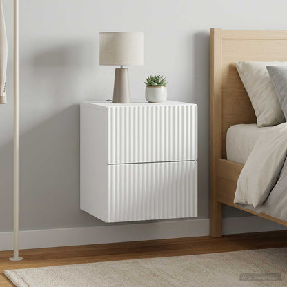 Mobiletto da notte a muro 2 pz Bianco 33 x 34,5 x 40 cm