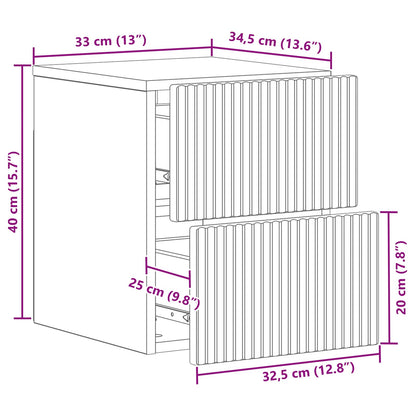 Mobiletto da notte a muro con cassetto Nero 33 x 34,5 x 40 cm | homemem39