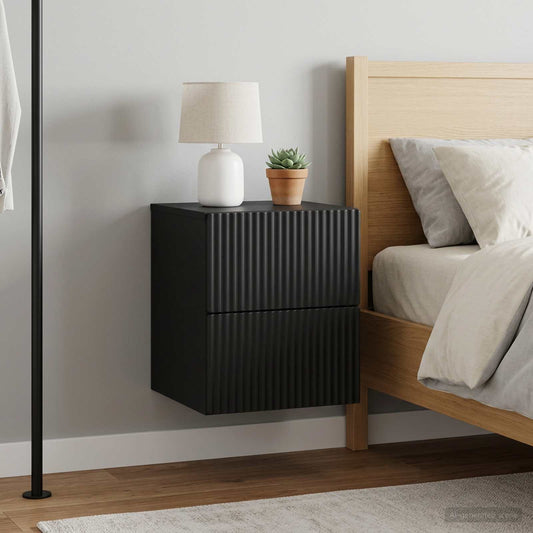 Mobiletto da notte a muro 2 pz Nero 33 x 34,5 x 40 cm