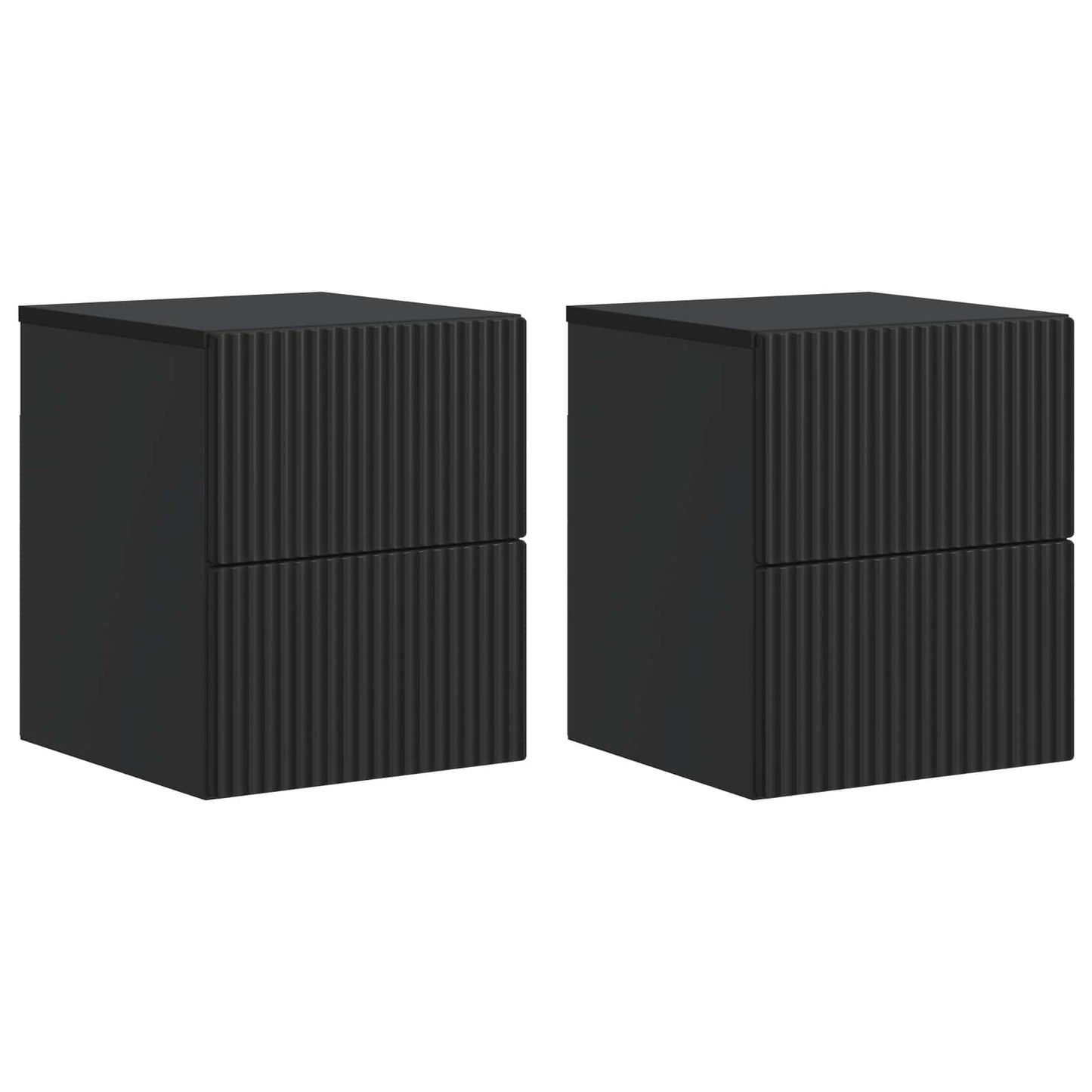 Mobiletto da notte a muro 2 pcs Nero 33 x 34,5 x 40 cm