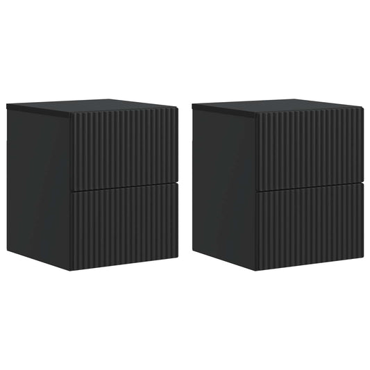 Mobiletto da notte a muro 2 pcs Nero 33 x 34,5 x 40 cm
