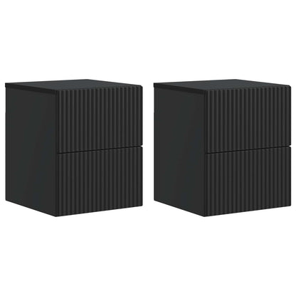 Mobiletto da notte a muro 2 pz Nero 33 x 34,5 x 40 cm