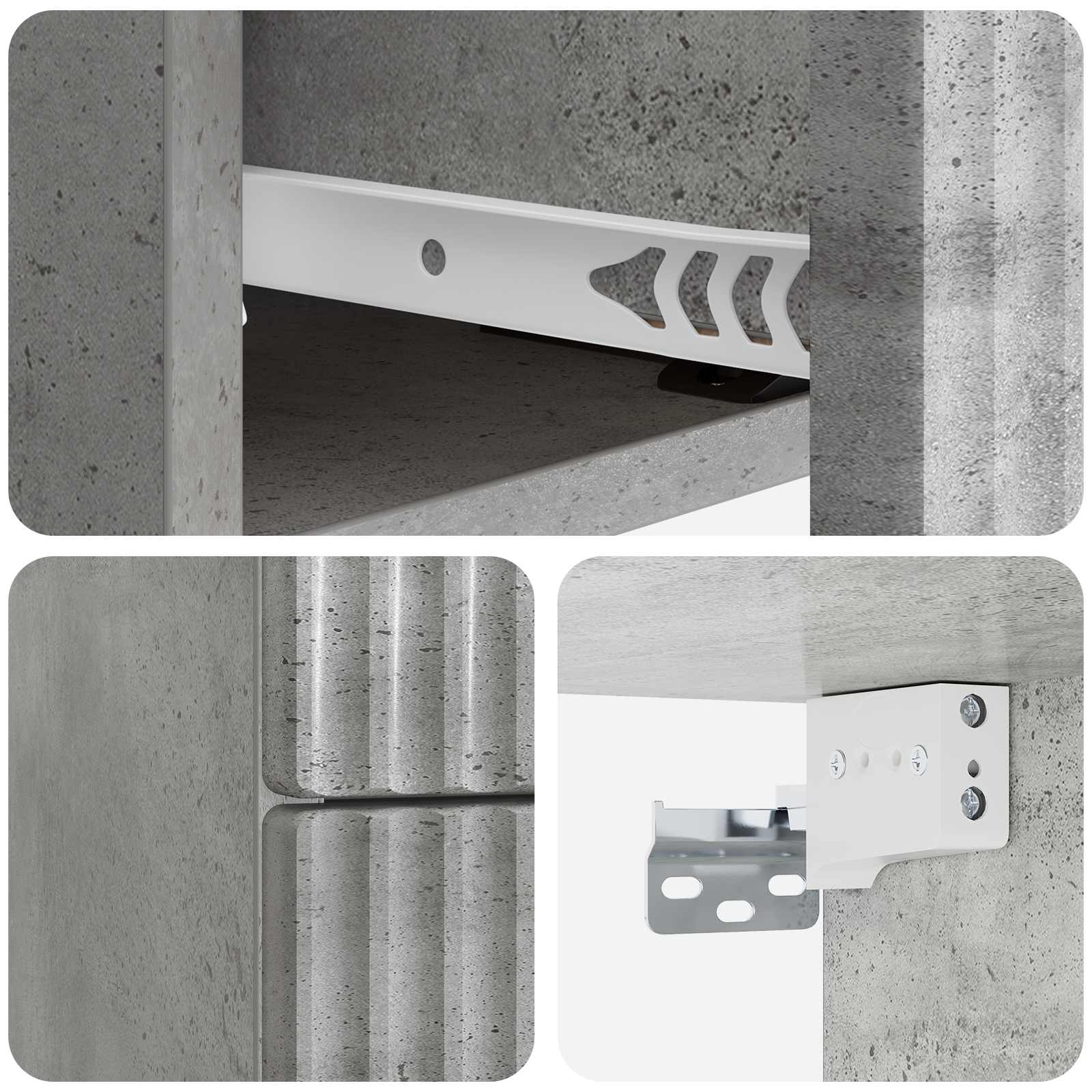 Mobiletto da notte a muro con cassetto 2 pcs Grigio Cemento | homemem39