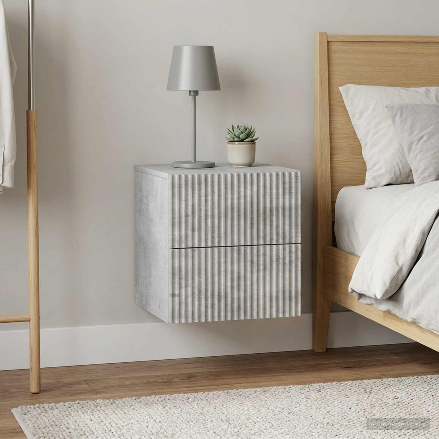Mobiletto da notte a muro 2 pz Grigio Cemento 33 x 34,5 x 40 cm