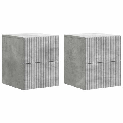 Mobiletto da notte a muro con cassetto 2 pcs Grigio Cemento | homemem39