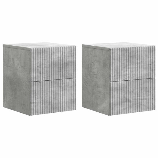 Mobiletto da notte a muro con cassetto 2 pcs Grigio Cemento | homemem39