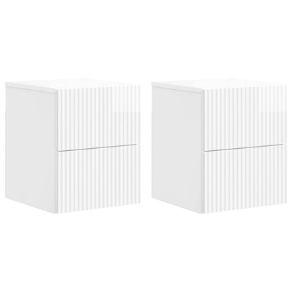 Mobiletto da notte a muro 2 pcs Bianco Lucido 33 x 34,5 x 40 cm | homemem39