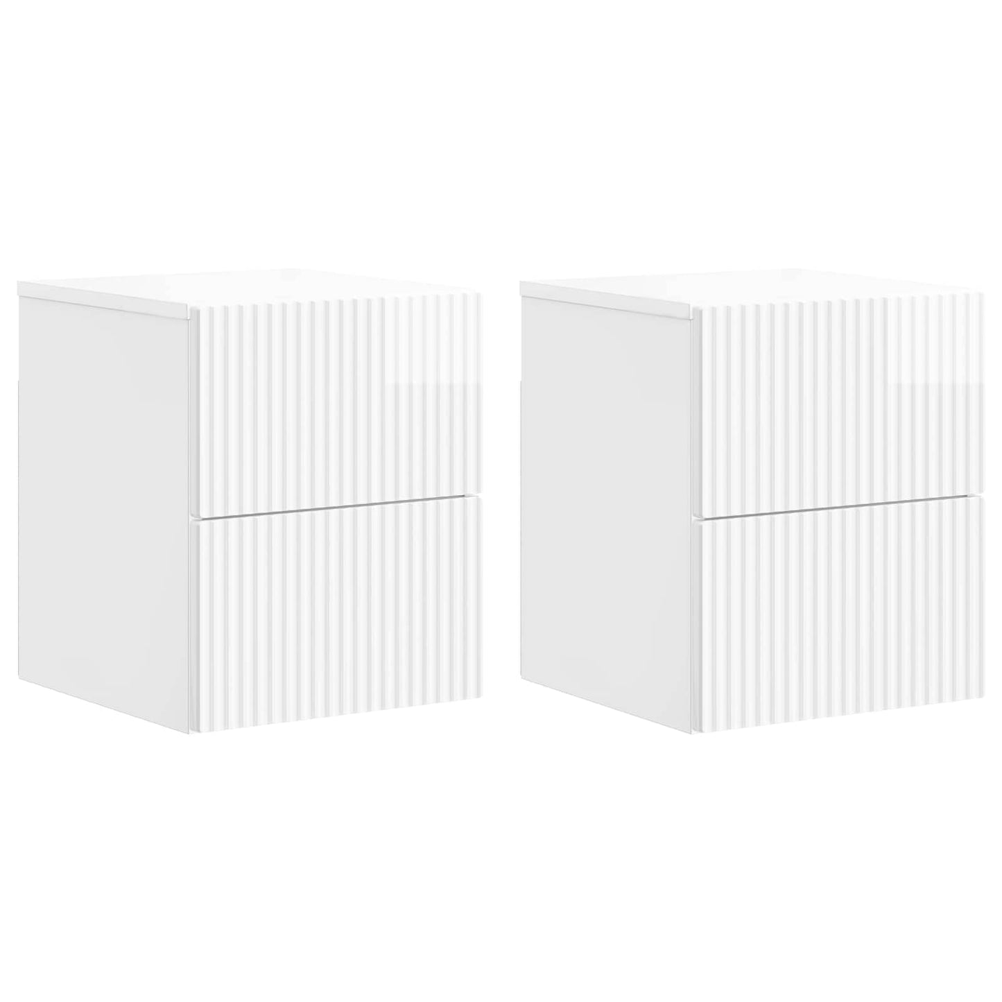 Mobiletto da notte a muro 2 pz Bianco Lucido 33 x 34,5 x 40 cm