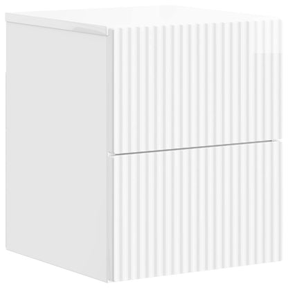 Mobiletto da notte a muro 2 pcs Bianco Lucido 33 x 34,5 x 40 cm | homemem39