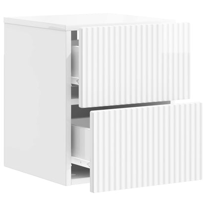 Mobiletto da notte a muro 2 pz Bianco Lucido 33 x 34,5 x 40 cm