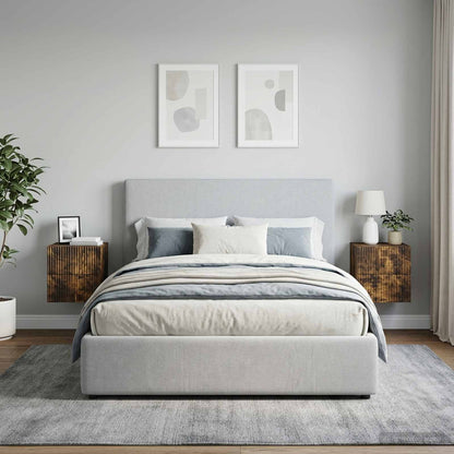 Mobiletto da notte a muro 2 pz Rovere Fumo 33 x 34,5 x 40 cm