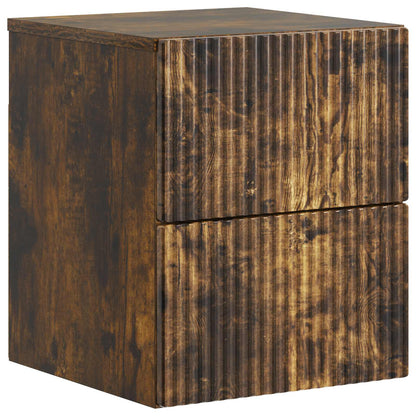 Mobiletto da notte a muro 2 pcs Rovere Fumo 33 x 34,5 x 40 cm