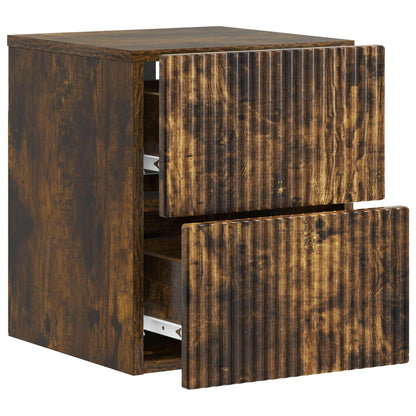 Mobiletto da notte a muro 2 pcs Rovere Fumo 33 x 34,5 x 40 cm
