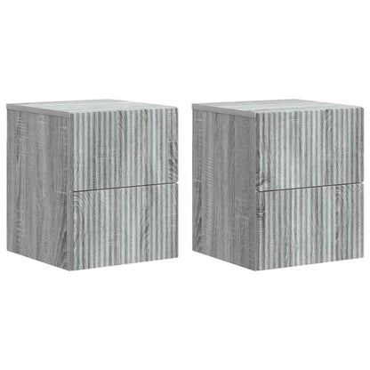 Mobiletto da notte a muro 2 pcs Grigio Sonoma 33 x 34,5 x 40 cm