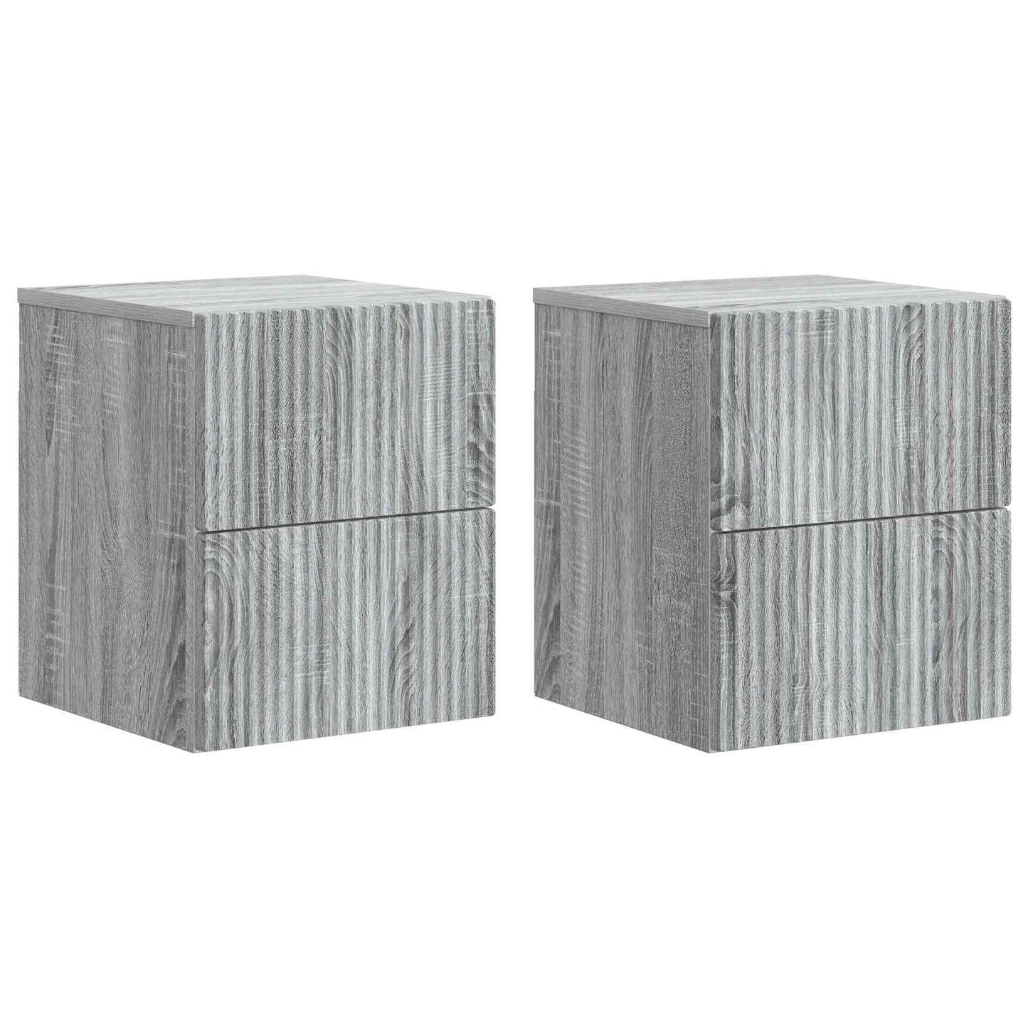 Mobiletto da notte a muro 2 pz Grigio Sonoma 33 x 34,5 x 40 cm