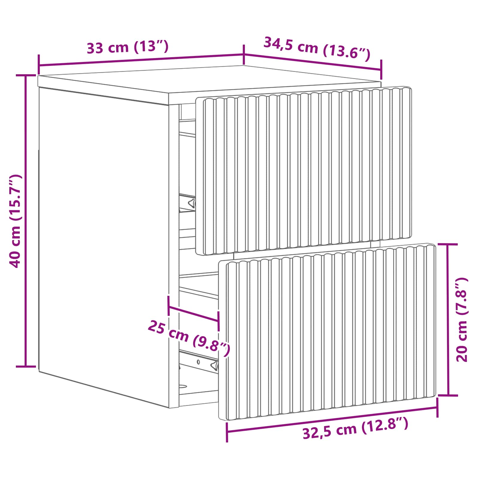 Mobiletto da notte a muro 2 pcs Grigio Sonoma 33 x 34,5 x 40 cm | homemem39
