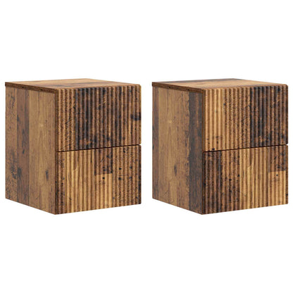 Mobiletto da notte a muro 2 pz Legno antico 33 x 34,5 x 40 cm