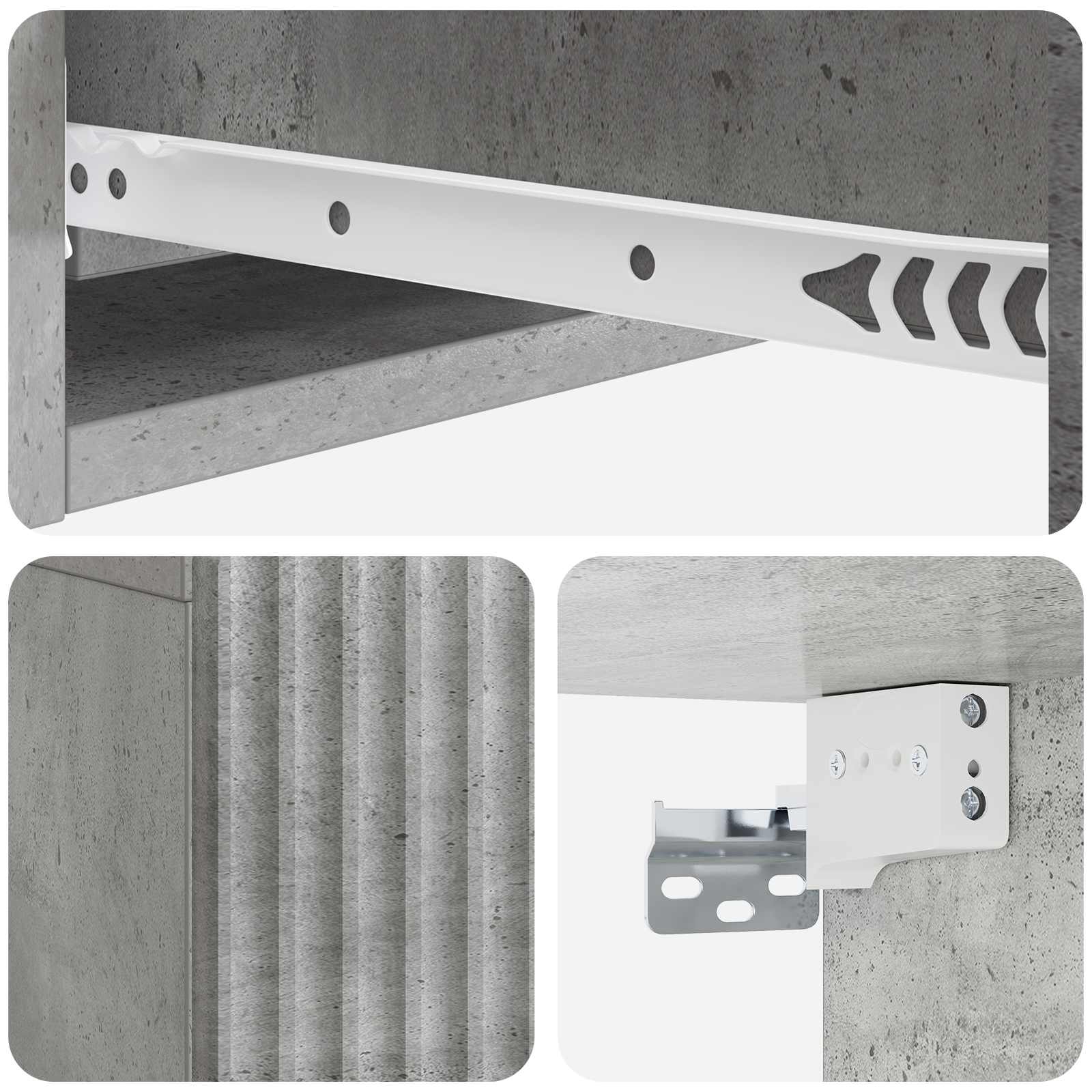 Tavolino da Parete Laterale Grigio Cemento 59 x 34,5 x 17 cm | homemem39