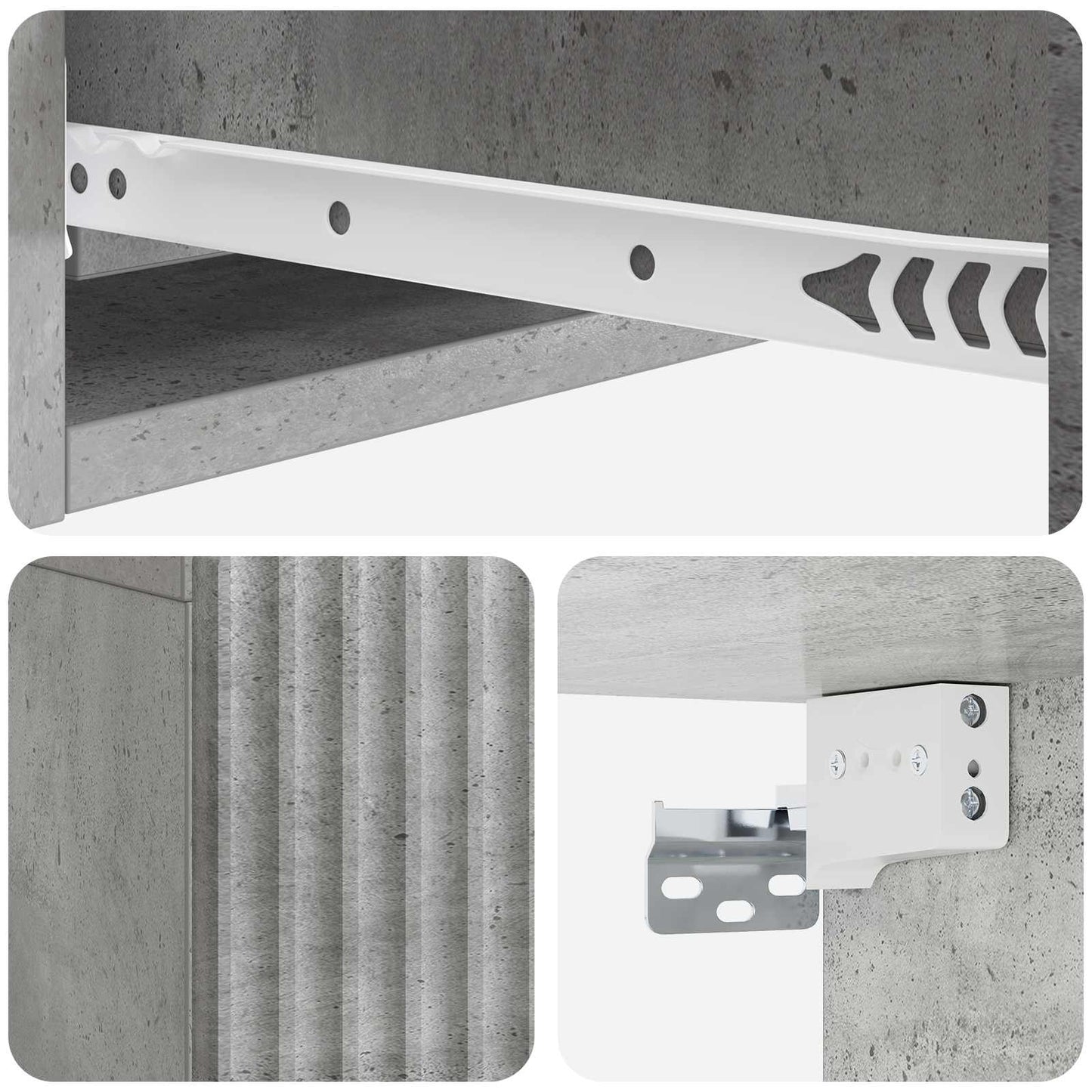 Tavolino da Parete Laterale Grigio Cemento 59 x 34,5 x 17 cm