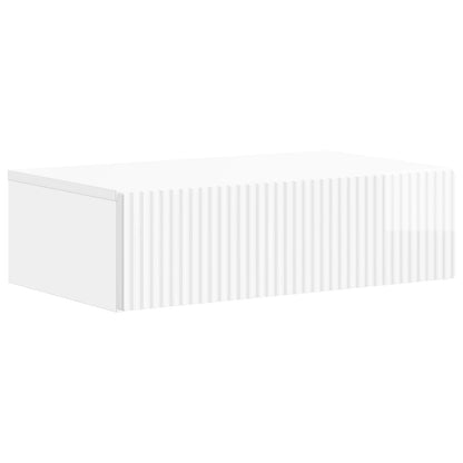Tavolino da Parete Laterale Bianco Lucido 59 x 34,5 x 17 cm | homemem39