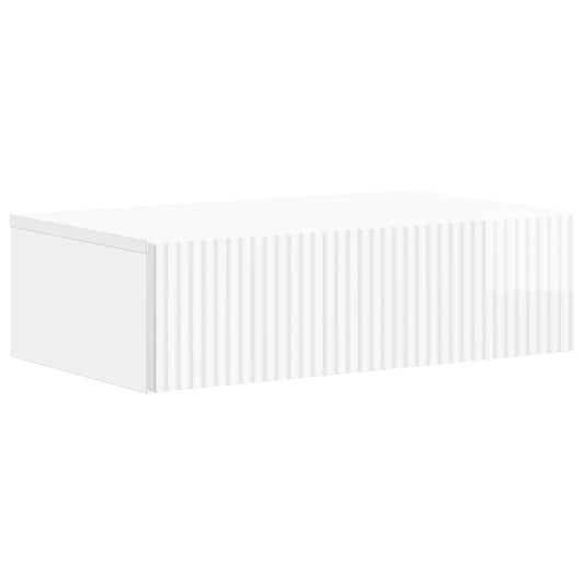 Tavolino da Parete Laterale Bianco Lucido 59 x 34,5 x 17 cm | homemem39