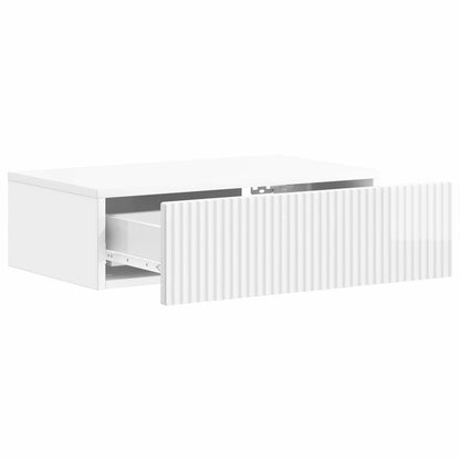 Tavolino da Parete Laterale Bianco Lucido 59 x 34,5 x 17 cm | homemem39