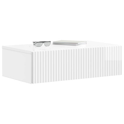Tavolino da Parete Laterale Bianco Lucido 59 x 34,5 x 17 cm | homemem39