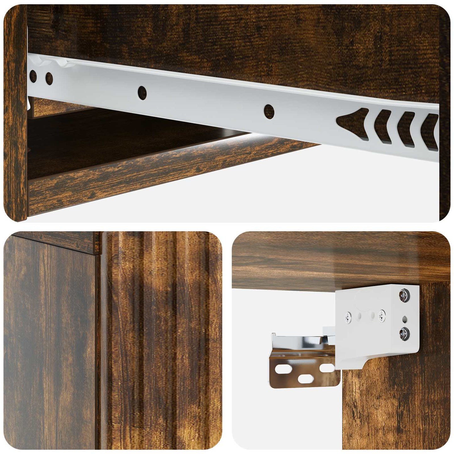 Tavolino da Parete Laterale Rovere Fumo 59 x 34,5 x 17 cm