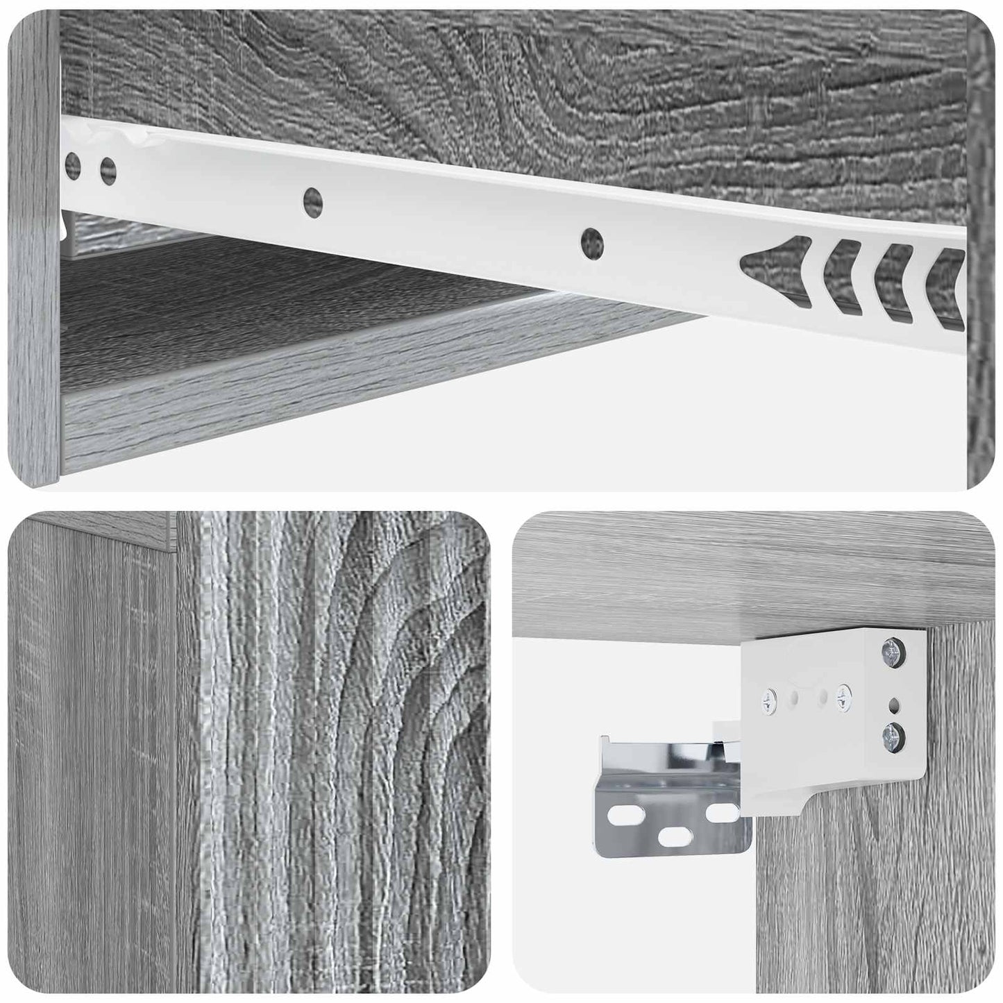 Tavolino da Parete Laterale Grigio Sonoma 59 x 34,5 x 17 cm | homemem39