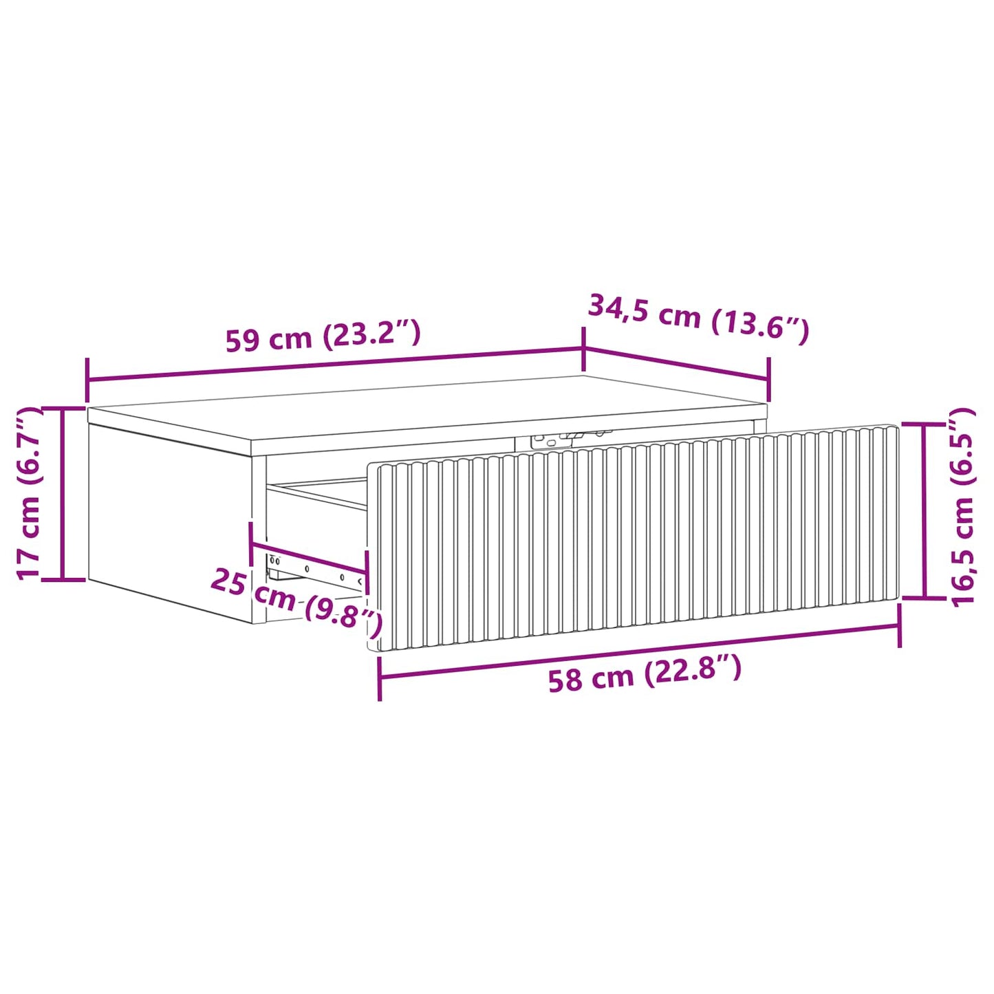 Tavolino da Parete Laterale Legno antico 59 x 34,5 x 17 cm | homemem39