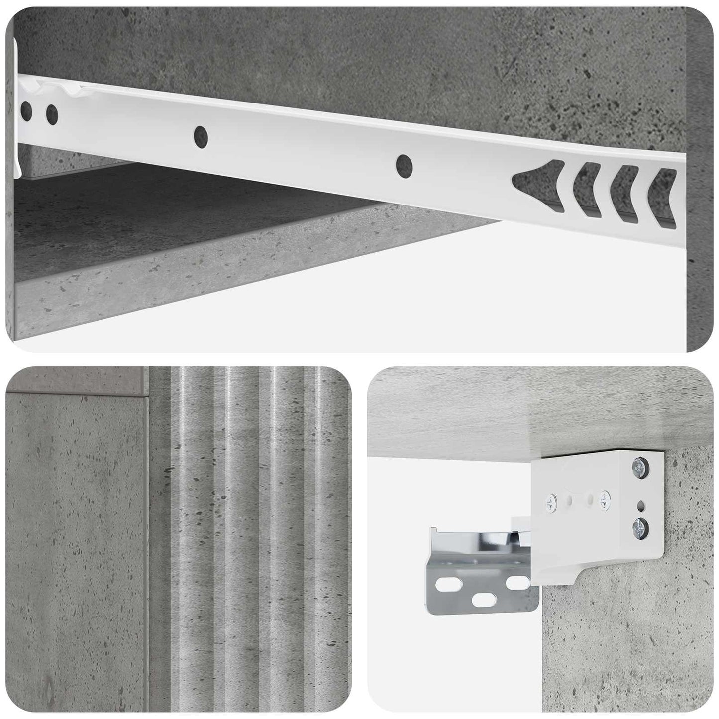 Tavolino da Parete Laterale Grigio Cemento 87,5 x 34,5 x 17 cm