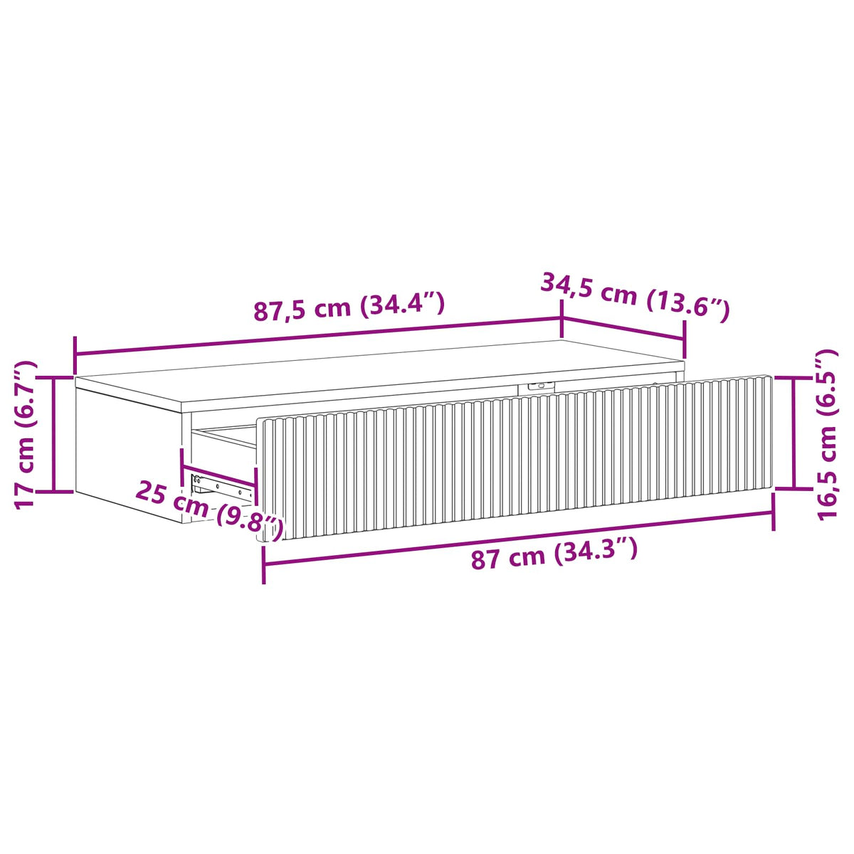 Tavolino da Parete Laterale 87,5 x 34,5 x 17 cm Legno antico - homemem39