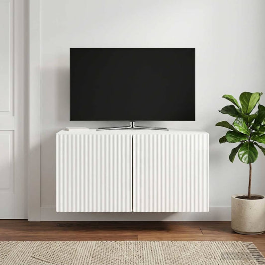 Mobile Porta TV da Muro 59,5 x 41 x 30 cm Bianco Lucido