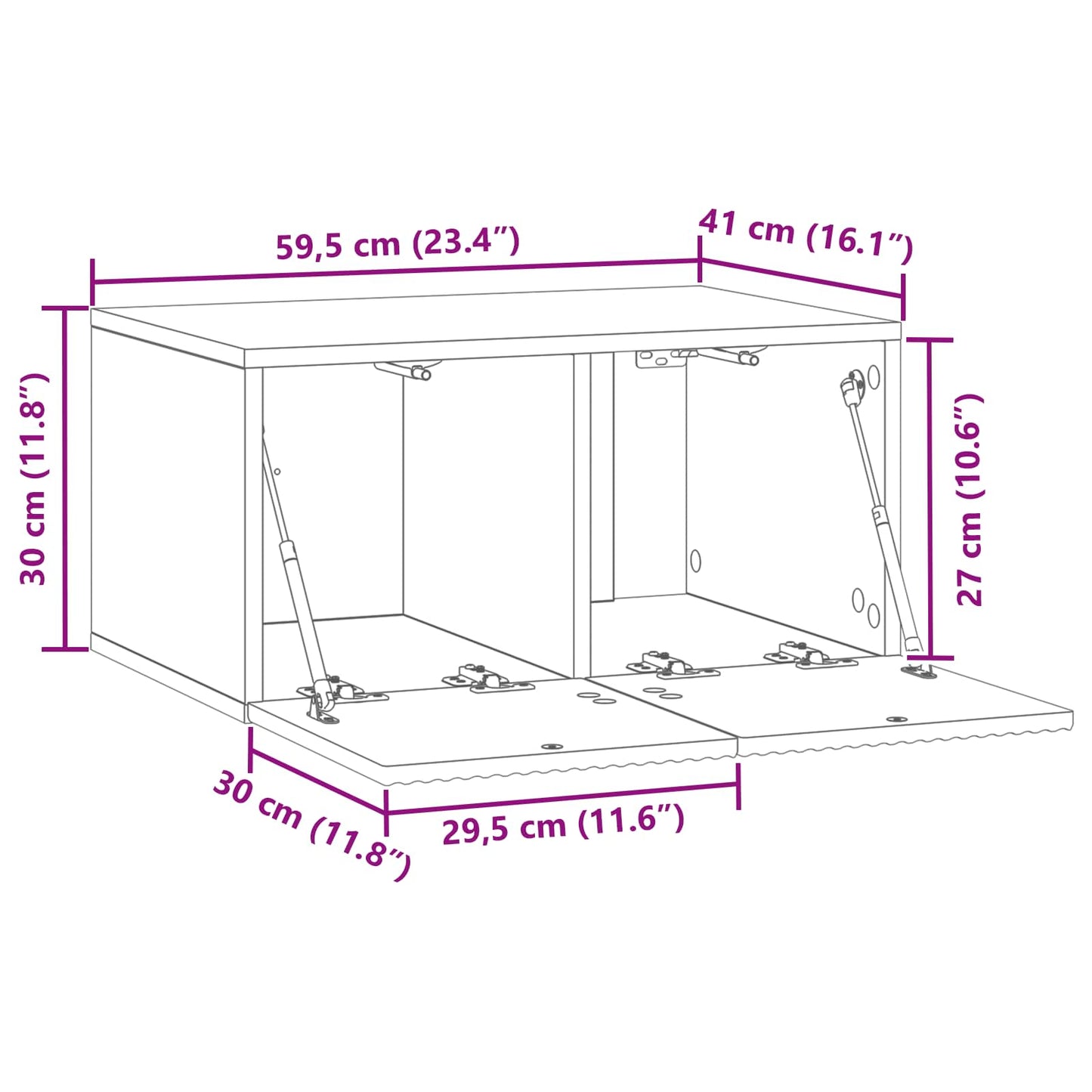 Mobile Porta TV da Muro Legno antico 59,5 x 41 x 30 cm | homemem39