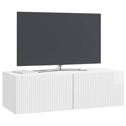 Mobile Porta TV da Muro Bianco Lucido 98 x 41 x 30 cm | homemem39
