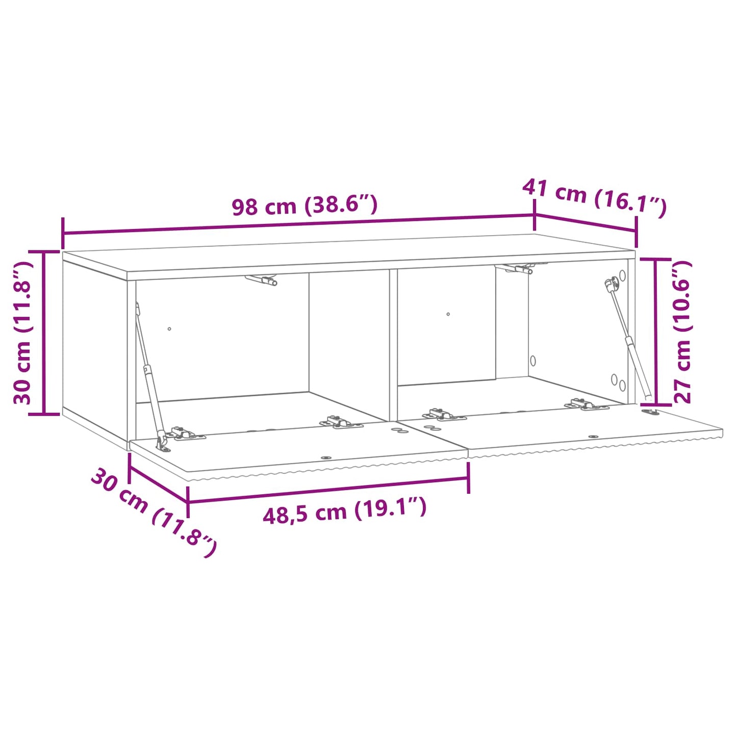 Mobile Porta TV da Muro Legno antico 98 x 41 x 30 cm | homemem39