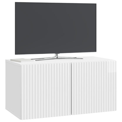 Mobile Porta TV da Muro Bianco Lucido 59,5 x 31 x 30 cm | homemem39