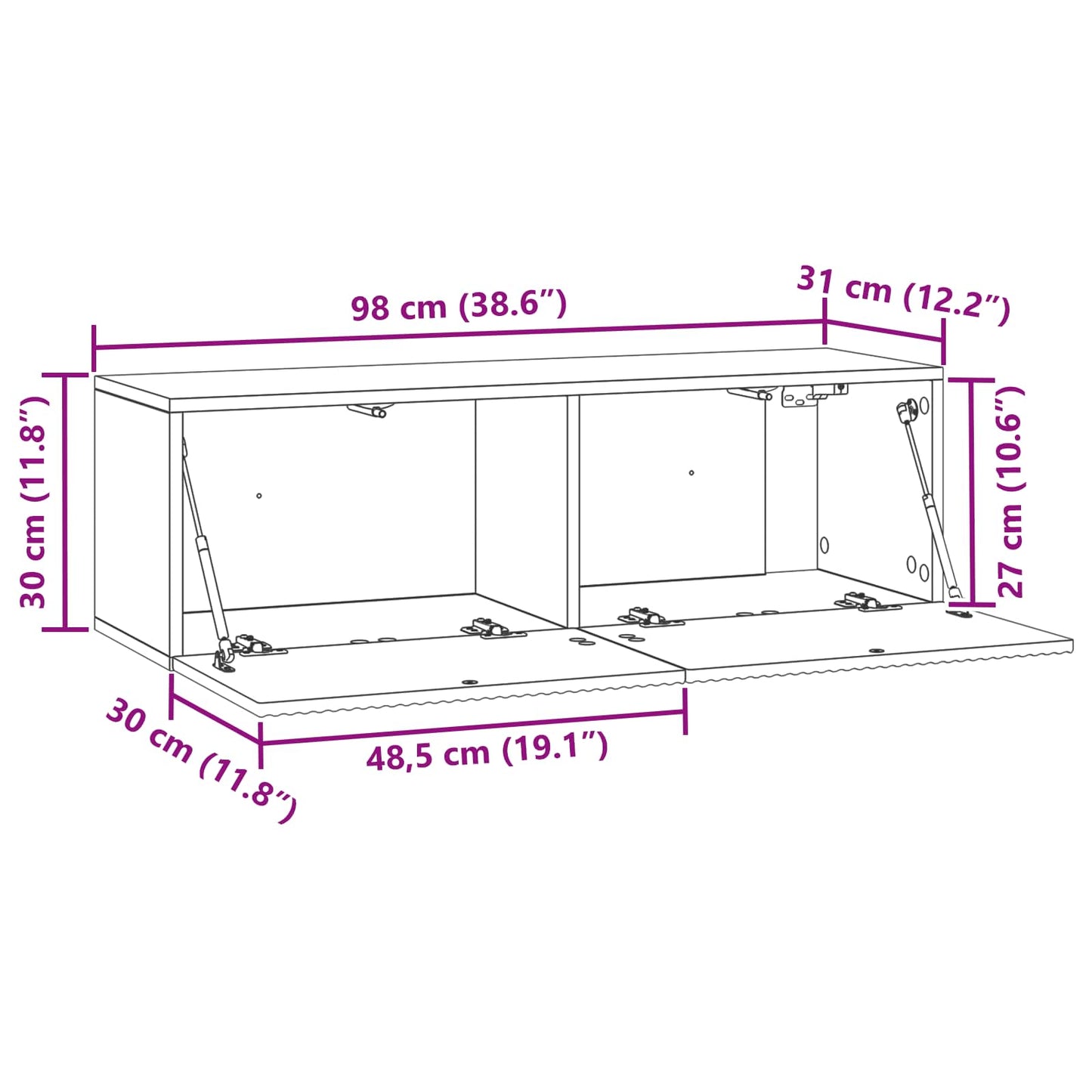 Mobile Porta TV da Muro Grigio Cemento 98 x 31 x 30 cm | homemem39