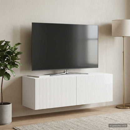 Mobile Porta TV da Muro Bianco Lucido 98 x 31 x 30 cm