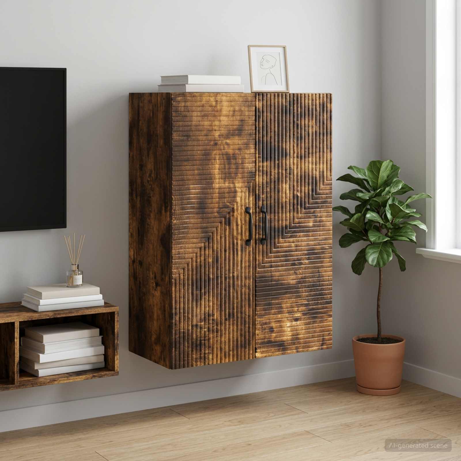 Mobiletto a muro Rovere Fumo 66 x 34,5 x 90 cm | homemem39