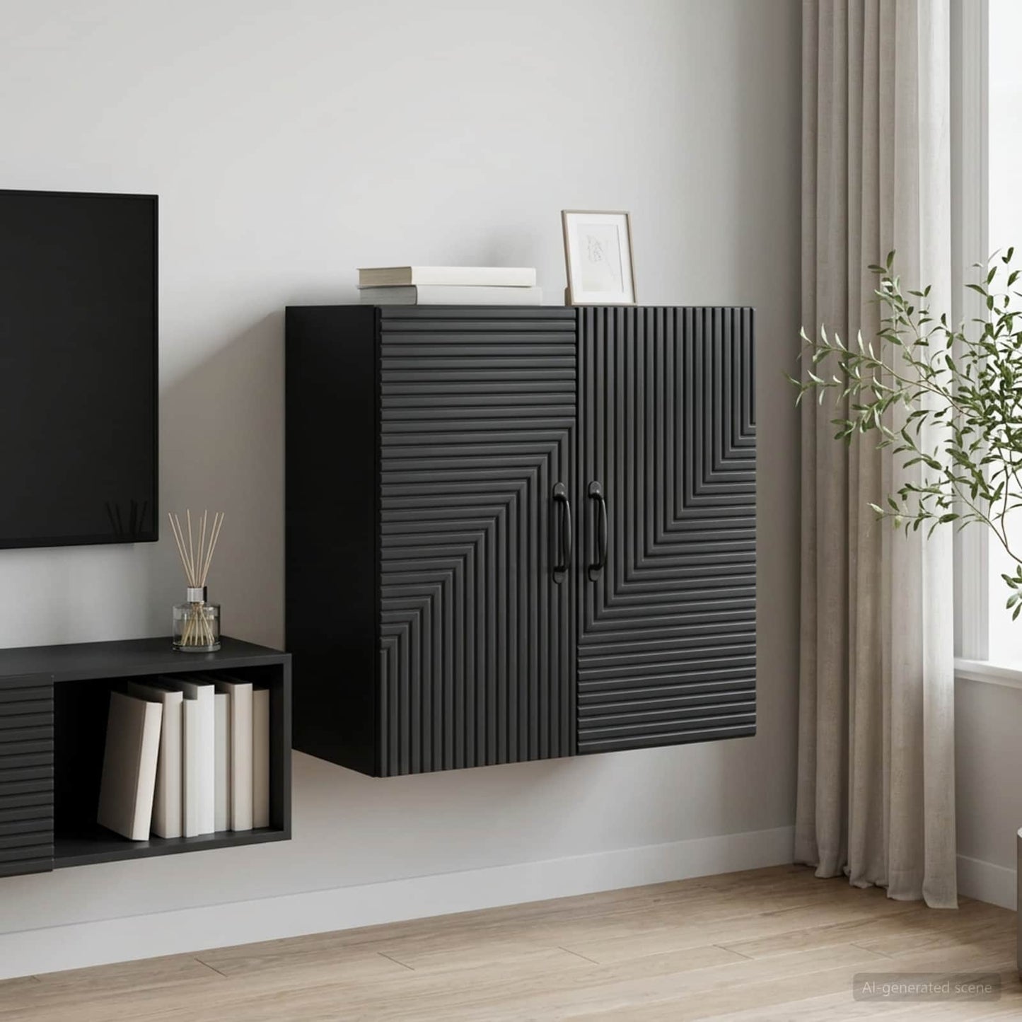 Mobiletto a muro Nero 59 x 31 x 60 cm Legno ingegnerizzato | homemem39