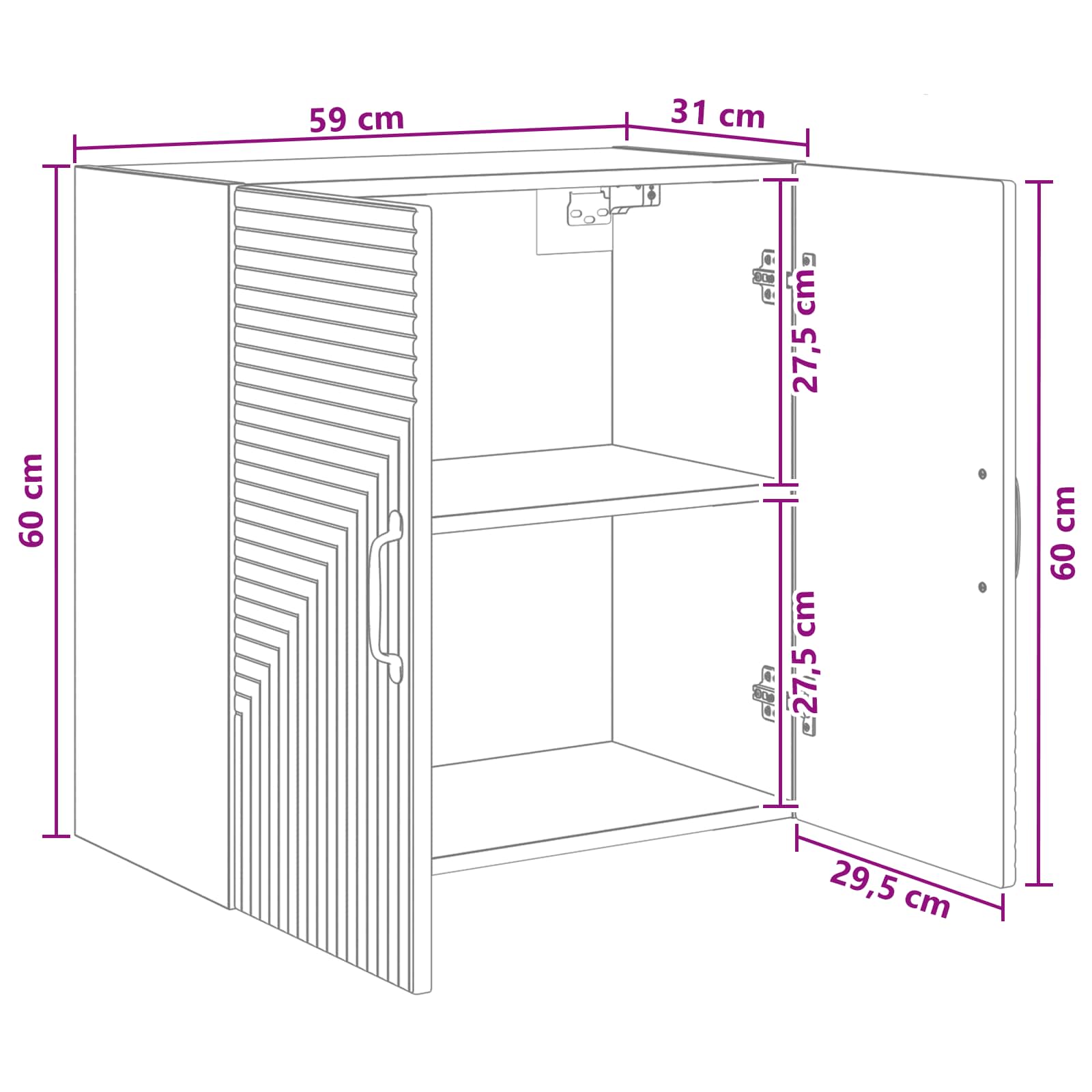 Mobiletto a muro Rovere Sonoma 59 x 31 x 60 cm | homemem39