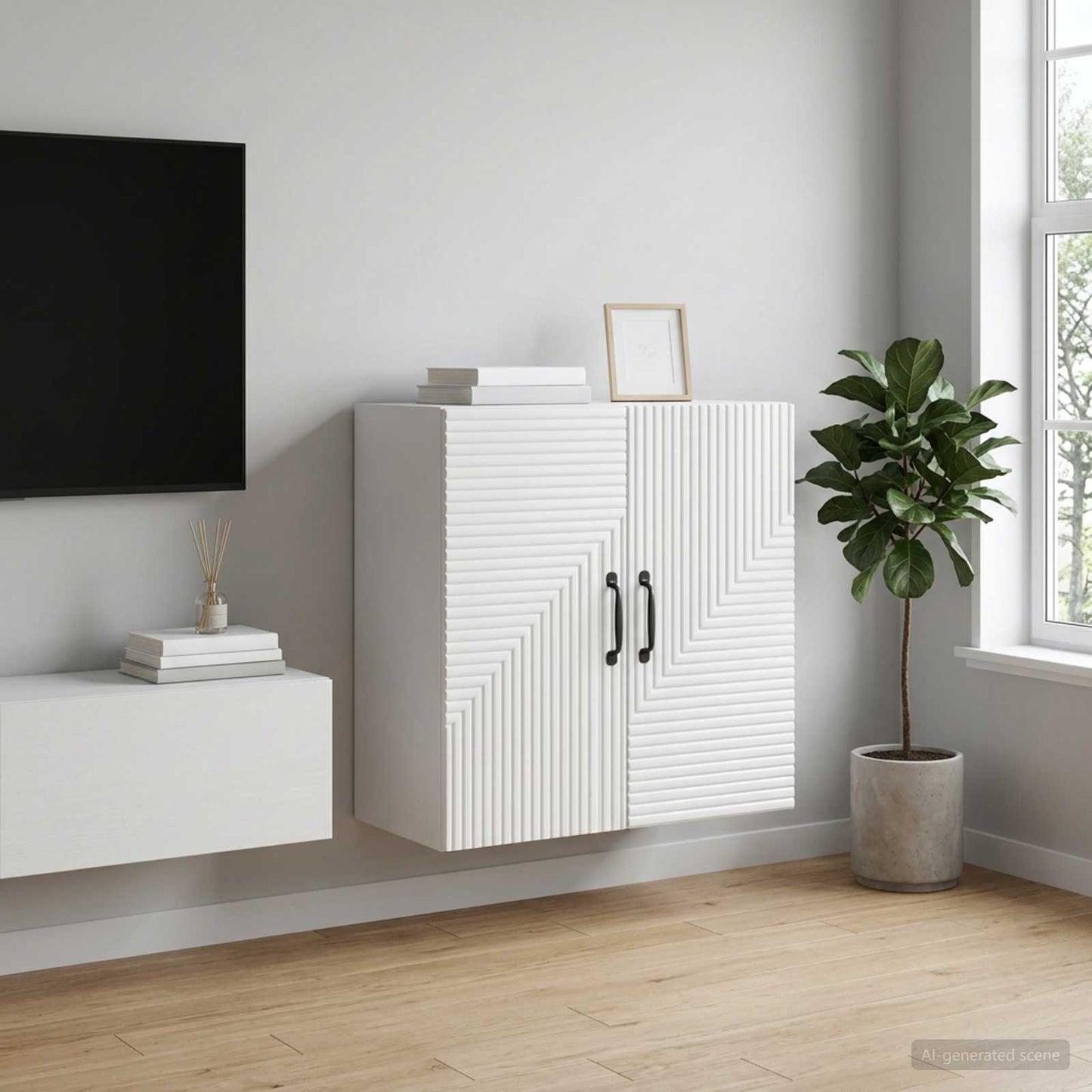 Mobiletto a muro Bianco Lucido 59 x 31 x 60 cm | homemem39